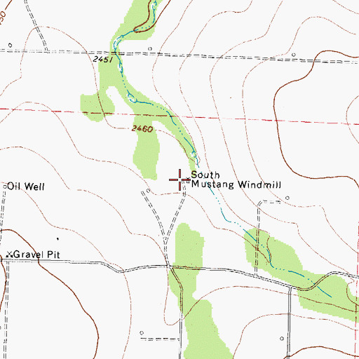 Topographic Map of South Mustang Windmill, TX