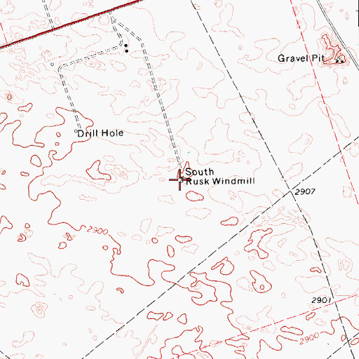 Topographic Map of South Rusk Windmill, TX