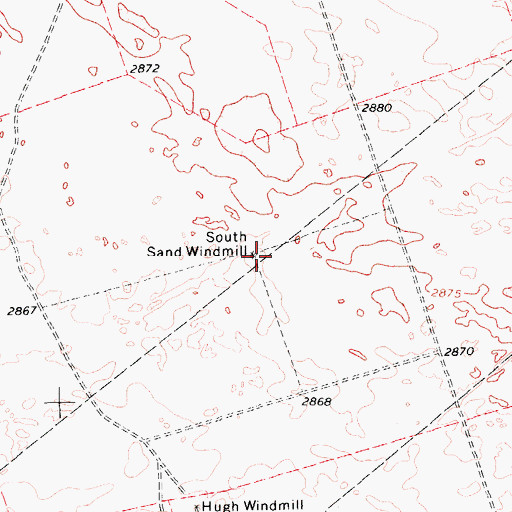 Topographic Map of South Sand Windmill, TX