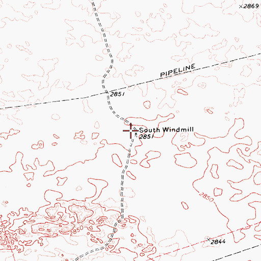 Topographic Map of South Windmill, TX