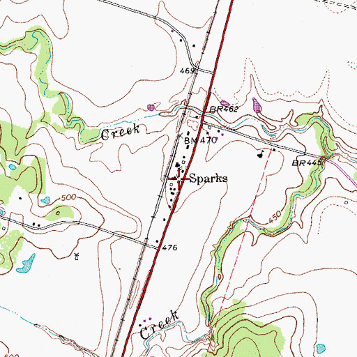 Topographic Map of Sparks, TX