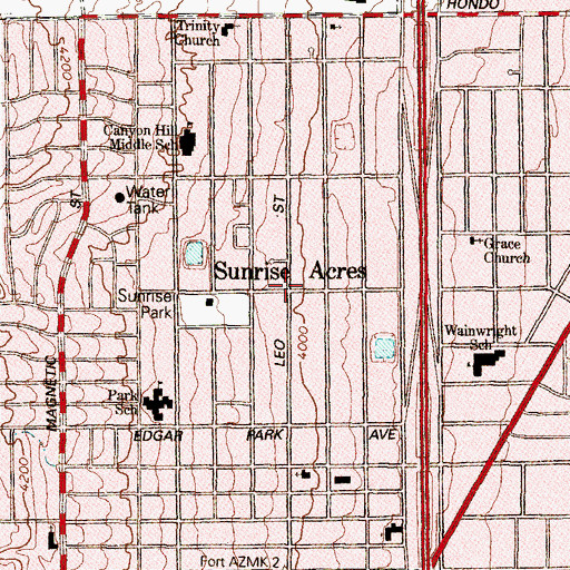 Topographic Map of Sunrise Acres, TX