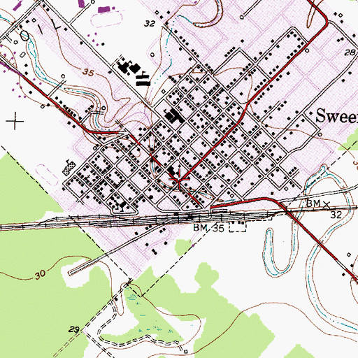 Topographic Map of Sweeny, TX
