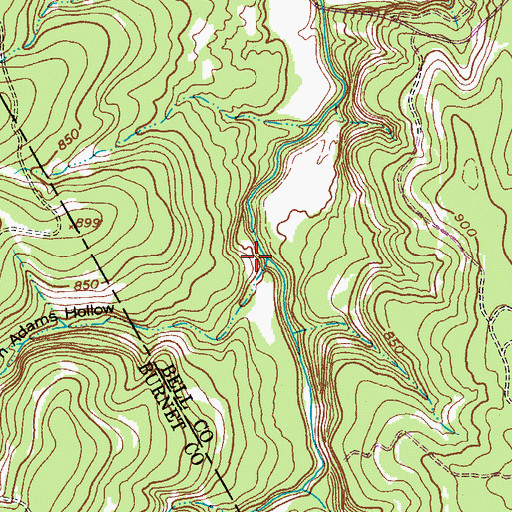 Topographic Map of Tom Adams Hollow, TX