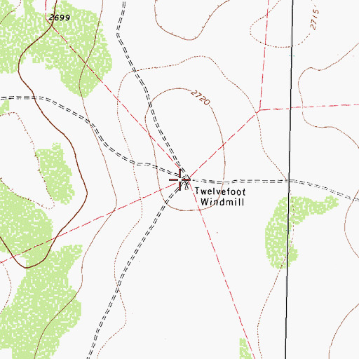 Topographic Map of Twelvefoot Windmill, TX