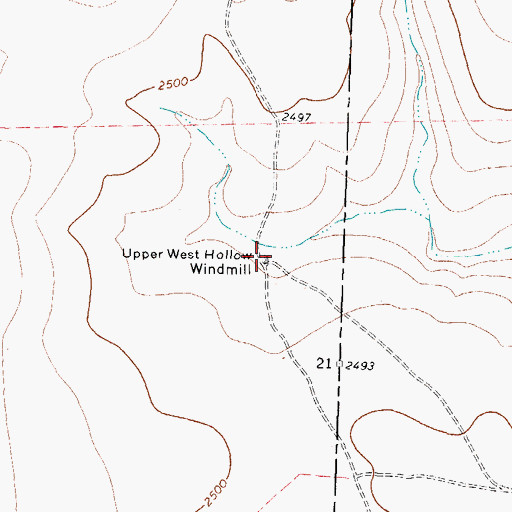 Topographic Map of Upper West Hollow Windmill, TX