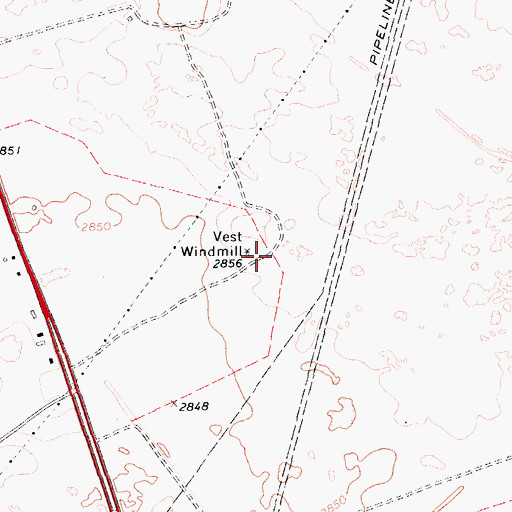 Topographic Map of Vest Windmill, TX