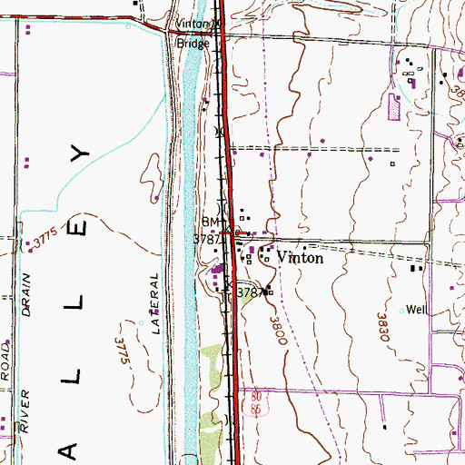 Topographic Map of Vinton, TX
