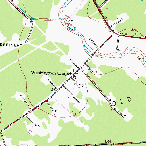 Topographic Map of Washington Chapel, TX
