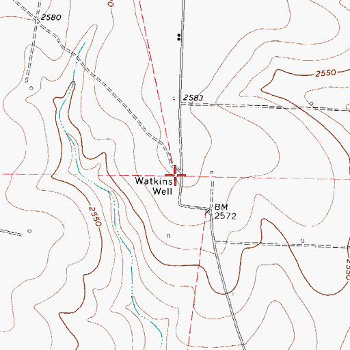 Topographic Map of Watkins Well, TX