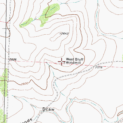 Topographic Map of West Bluff Windmill, TX