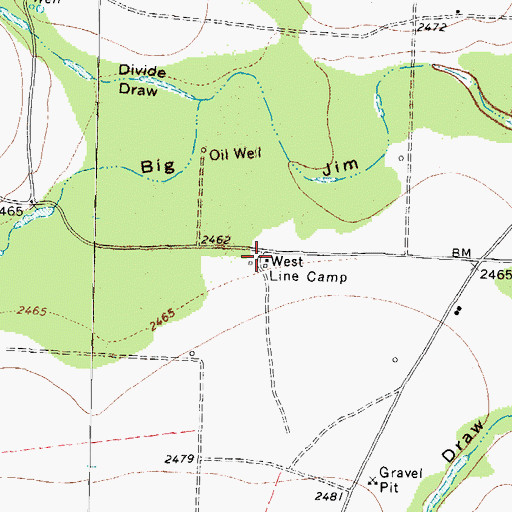 Topographic Map of West Line Camp, TX