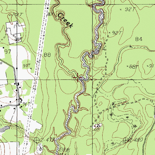 Topographic Map of White Oak Creek, TX