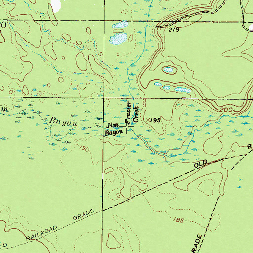 Topographic Map of Jim Bayou, TX