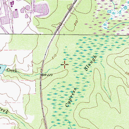 Topographic Map of Grassy Creek, TX