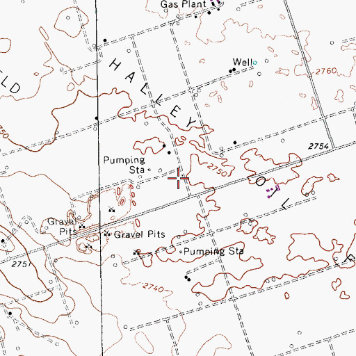 Topographic Map of Halley Oil Field, TX