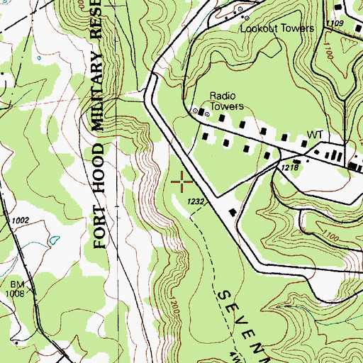 Topographic Map of Sevenmile Mountain, TX