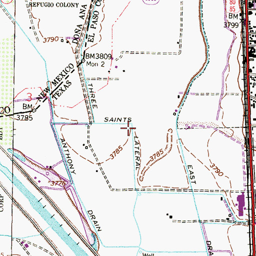 Topographic Map of Three Saints Lateral, TX