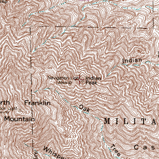 Topographic Map of Indian Peak, TX