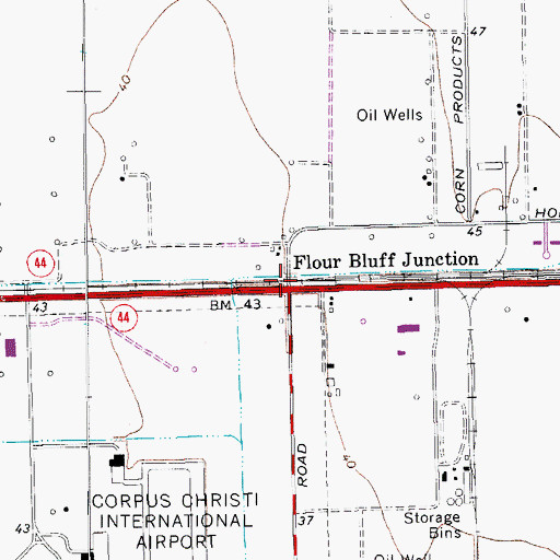 Topographic Map of Flour Bluff Junction, TX