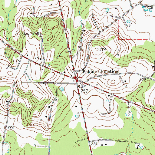 Topographic Map of Kildare Junction, TX