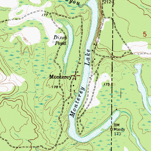 Topographic Map of Monterey, TX