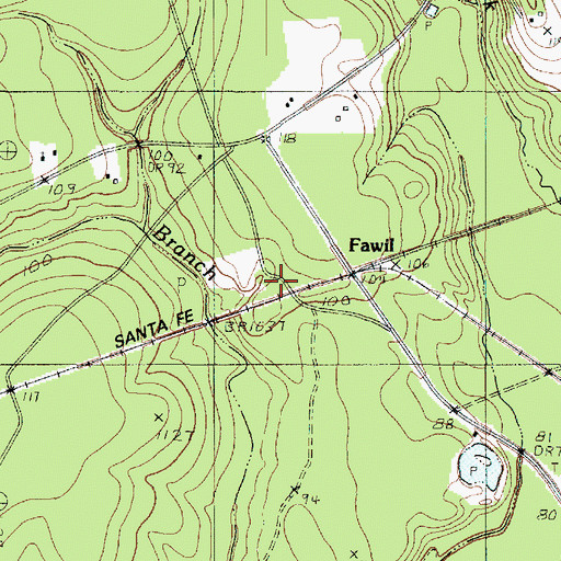 Topographic Map of Fawil, TX