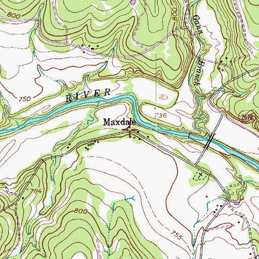 Topographic Map of Maxdale, TX