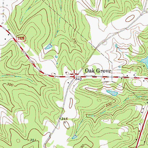 Topographic Map of Oak Grove, TX