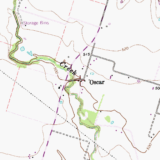 Topographic Map of Oscar, TX