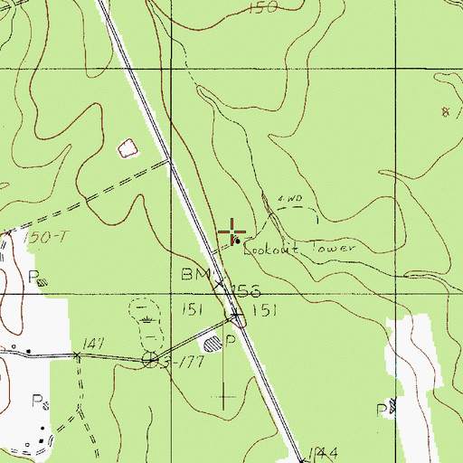 Topographic Map of Bon Wier Lookout Tower, TX