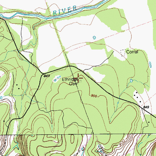 Topographic Map of Ethridge Cemetery, TX