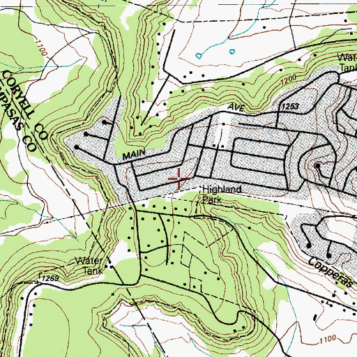 Topographic Map of Highland Park, TX