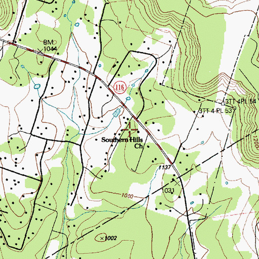 Topographic Map of Southern Hills Baptist Church, TX