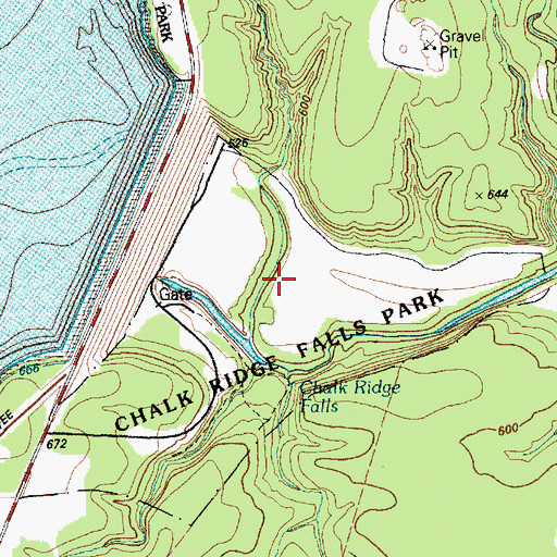 Topographic Map of Chalk Ridge Falls Park, TX