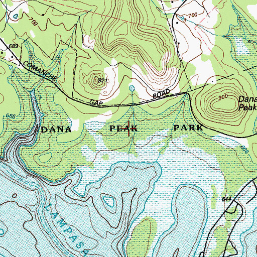 Topographic Map of Dana Peak Park, TX