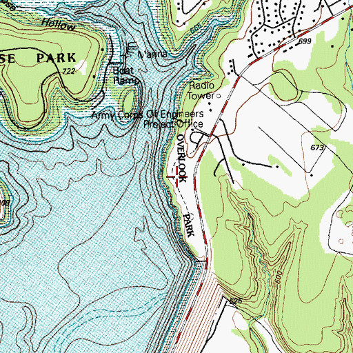 Topographic Map of Overlook Park, TX