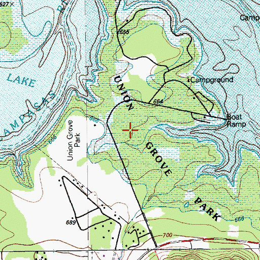 Topographic Map of Union Grove Park, TX