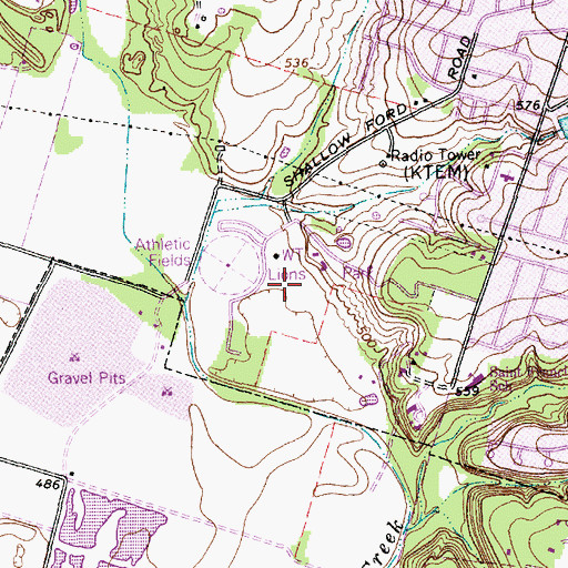 Topographic Map of Temple Lions Park, TX