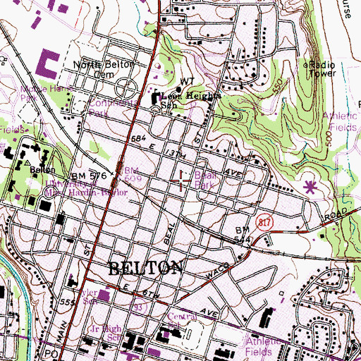 Topographic Map of Beall Park, TX