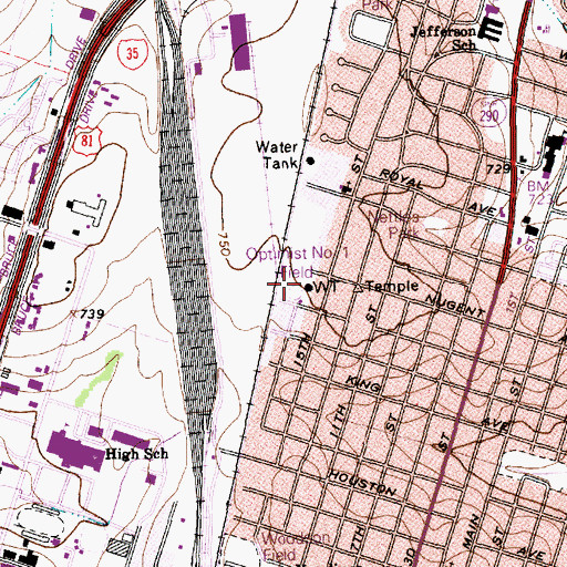 Topographic Map of Optimist Number 1 Field, TX