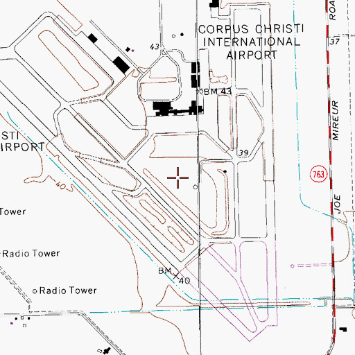 Topographic Map of Corpus Christi International Airport, TX