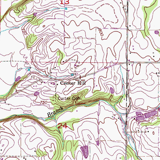 Topographic Map of Center Hill School (historical), AL