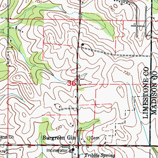 Topographic Map of Waldo Chapel (historical), AL