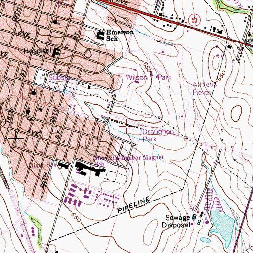 Topographic Map of Draughon Park, TX