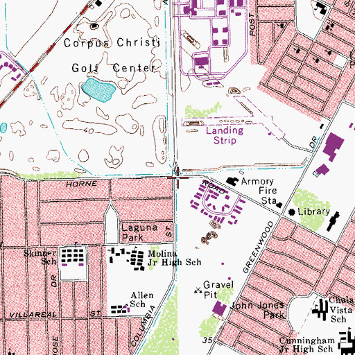 Topographic Map of KUNO-AM (Corpus Christi), TX