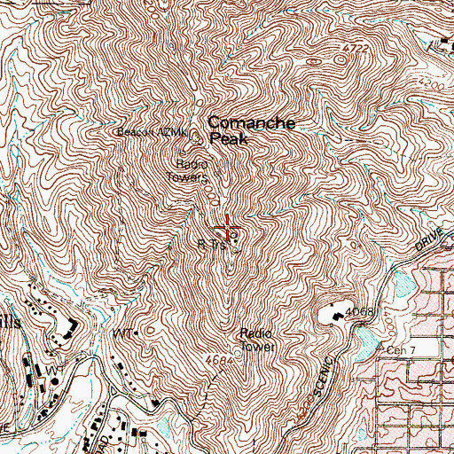 Topographic Map of KBNA-FM (El Paso), TX