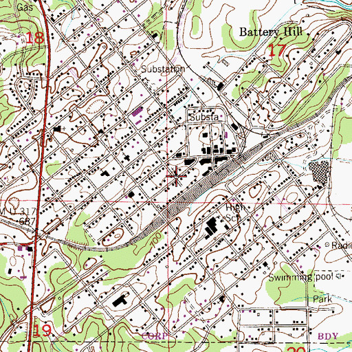 Topographic Map of Bridgeport Baptist Church, AL