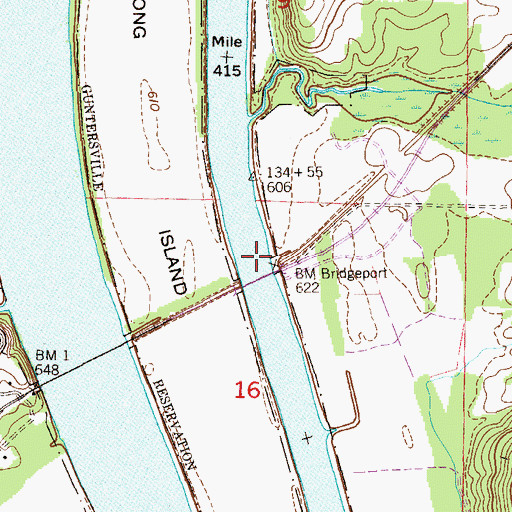 Topographic Map of Bridgeport Bar, AL