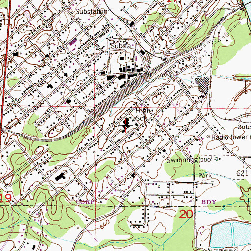 Topographic Map of Bridgeport High School, AL